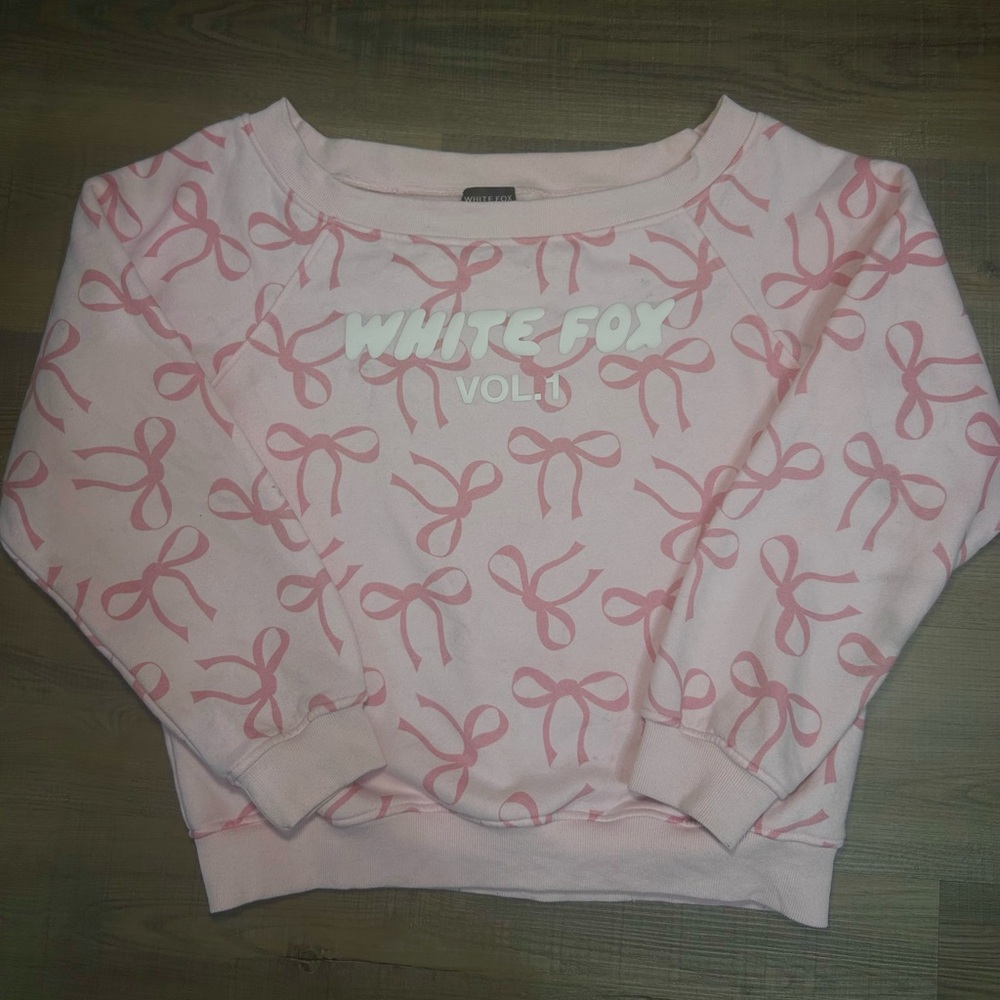 White Fox Off Shoulder Sweater